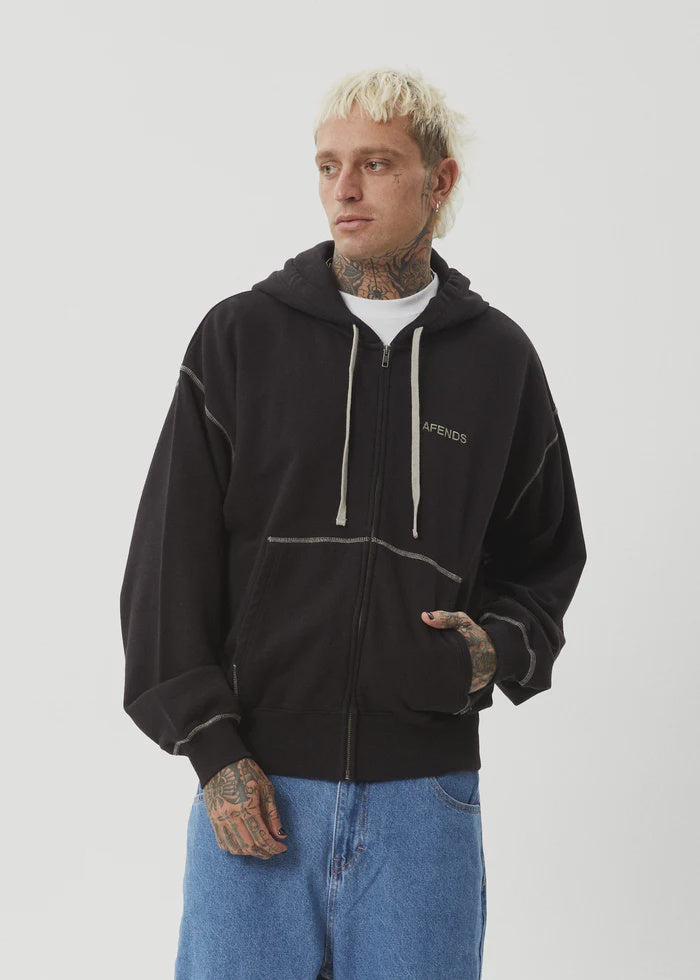 Afends Burner Recycled Zip Hood - Black