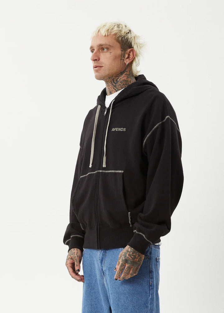 Afends Burner Recycled Zip Hood - Black