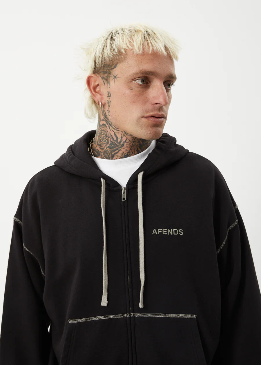 Afends Burner Recycled Zip Hood - Black