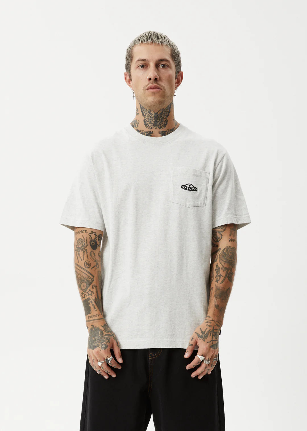 Afends Earthling Heavy Weight Boxy Fit Tee - Grey Marle