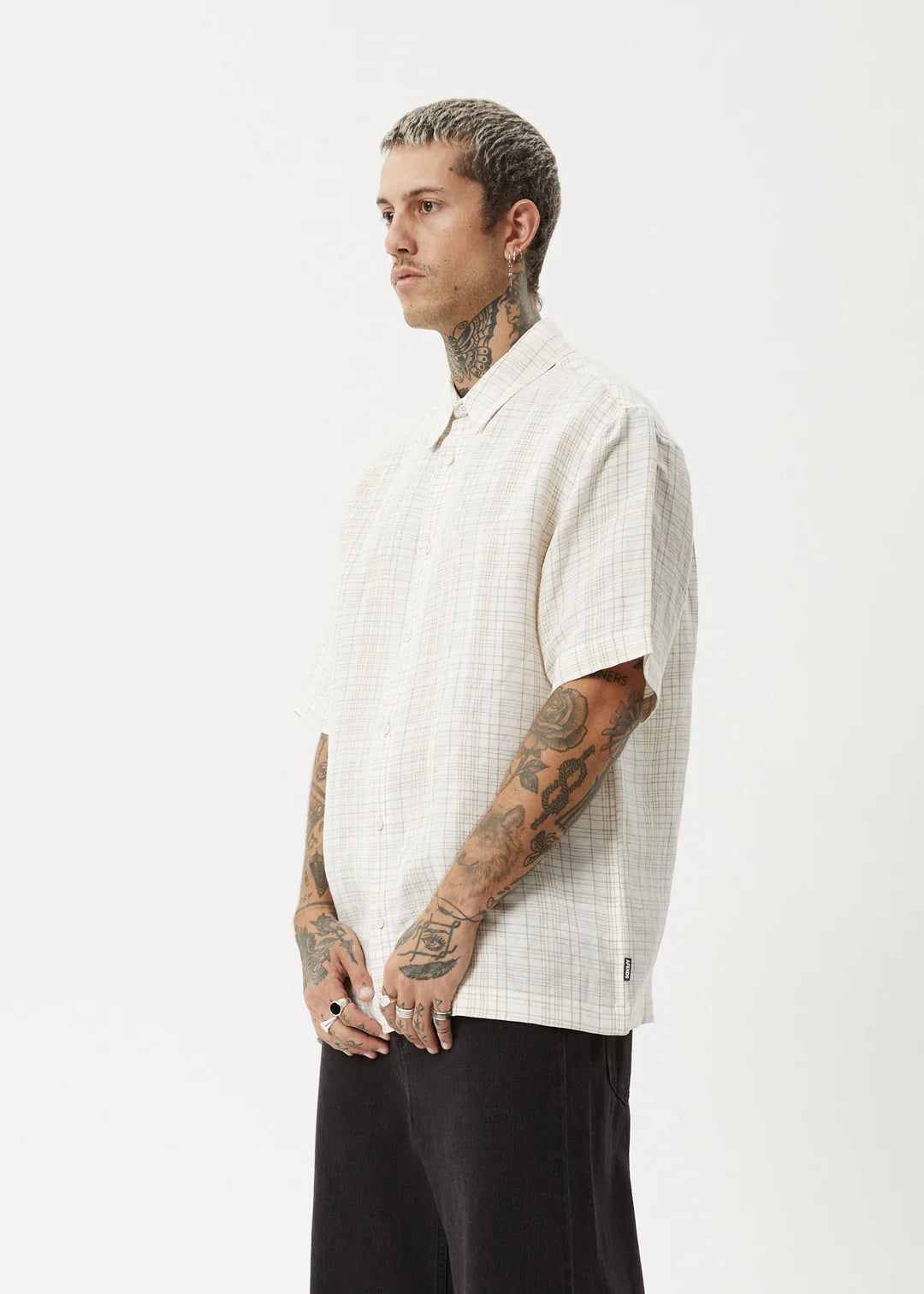 Afends Criss Cross Hemp Short Sleeve Shirt - Taupe