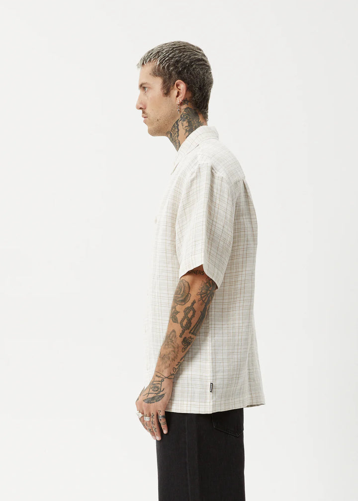 Afends Criss Cross Hemp Short Sleeve Shirt - Taupe