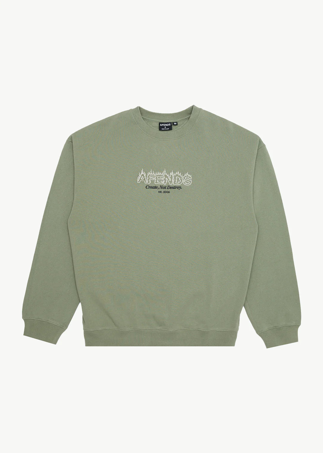 Afends Ember Crew Neck Jumper - Oil Green