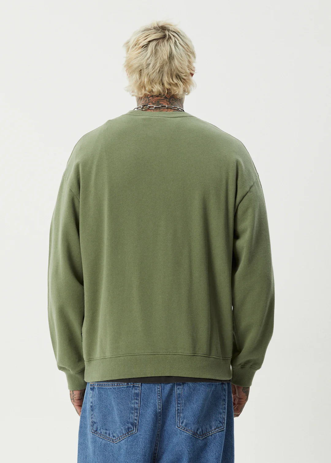 Afends Ember Crew Neck Jumper - Oil Green