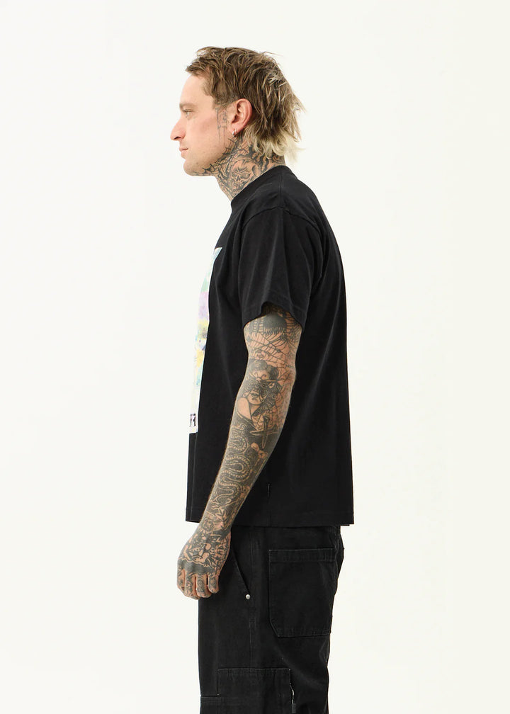 Afends Sadworld Recycled Heavyweight Boxy Tee - Black