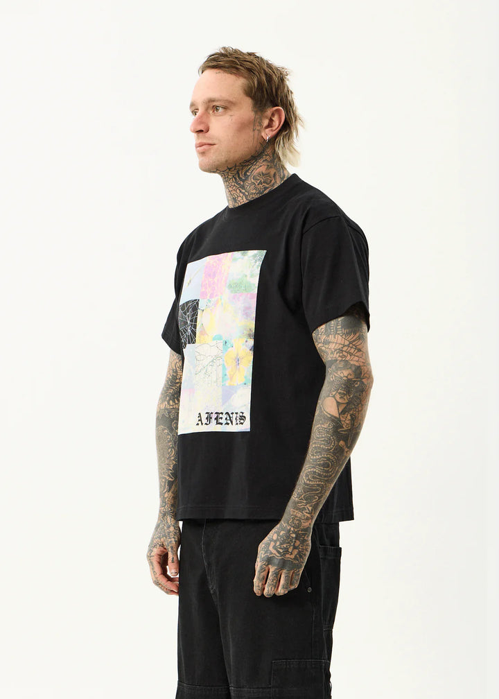 Afends Sadworld Recycled Heavyweight Boxy Tee - Black