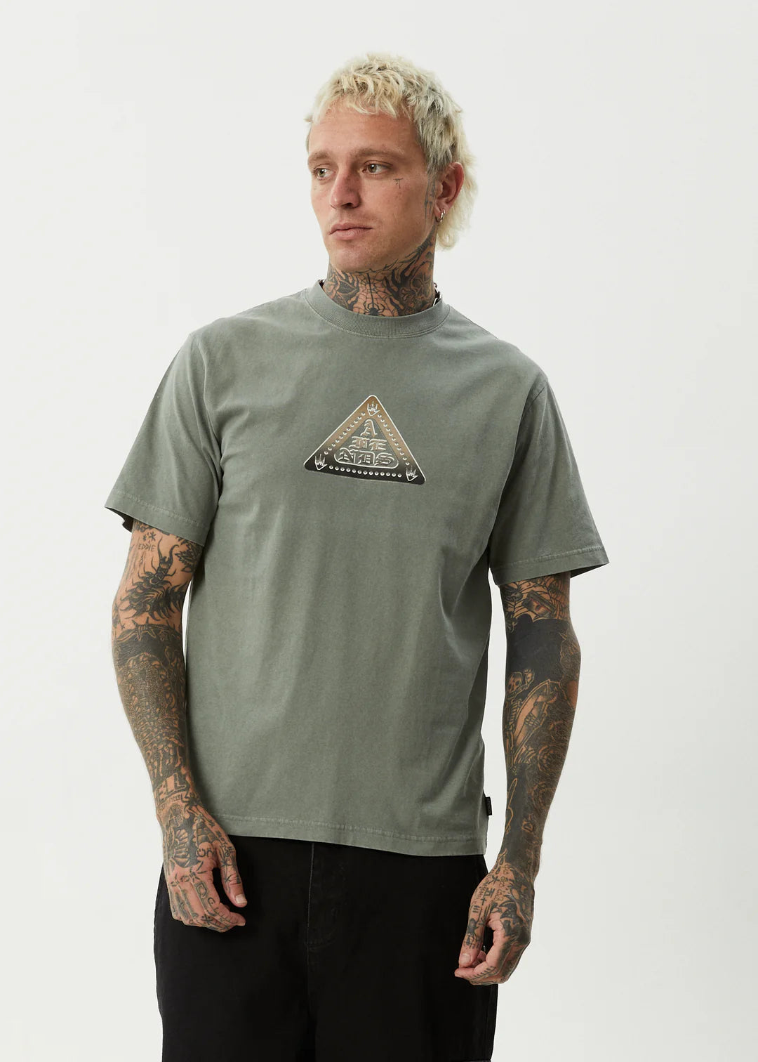 Afends Embossed Recycled Retro Fit Tee - Washed Sycamore