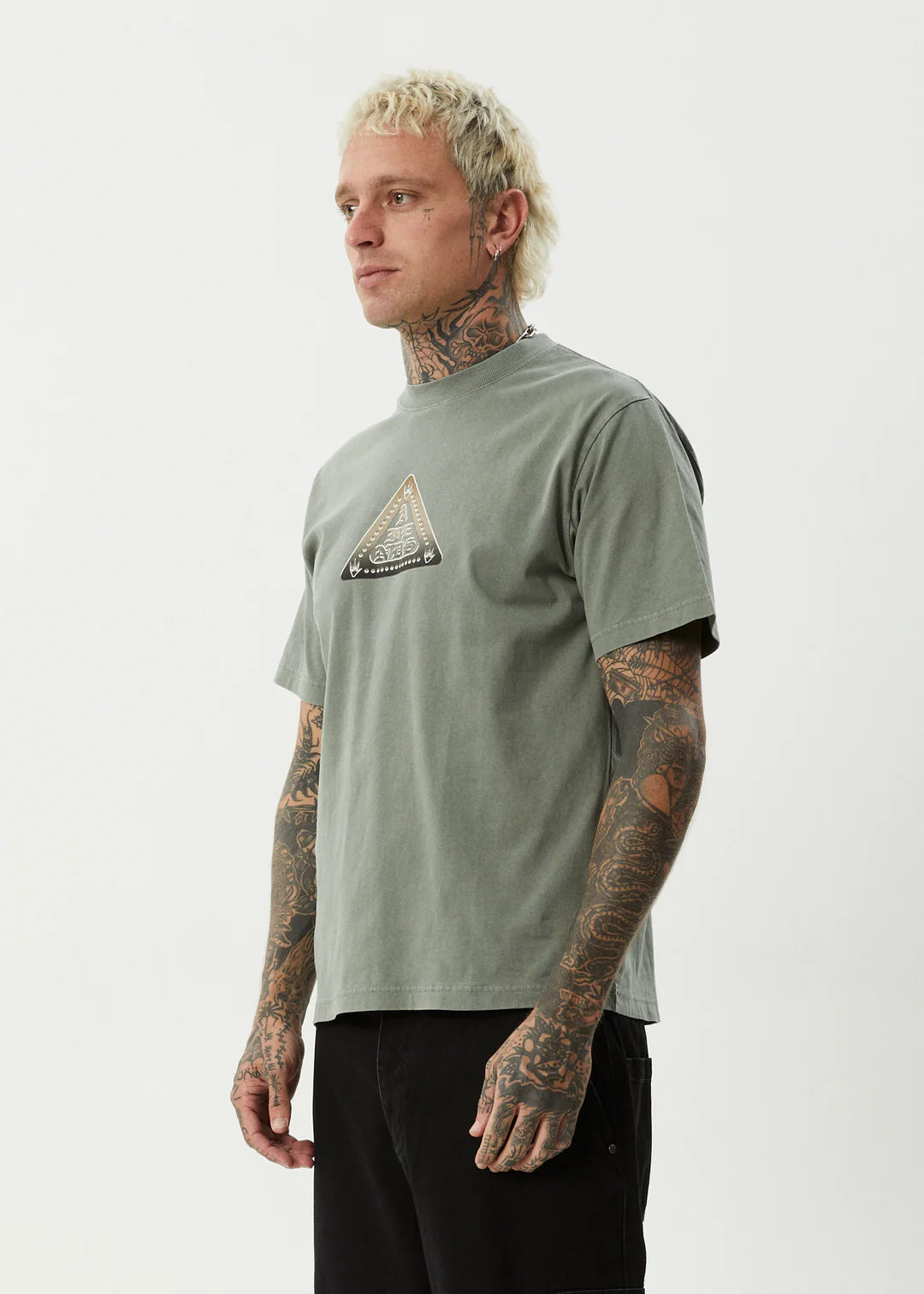Afends Embossed Recycled Retro Fit Tee - Washed Sycamore