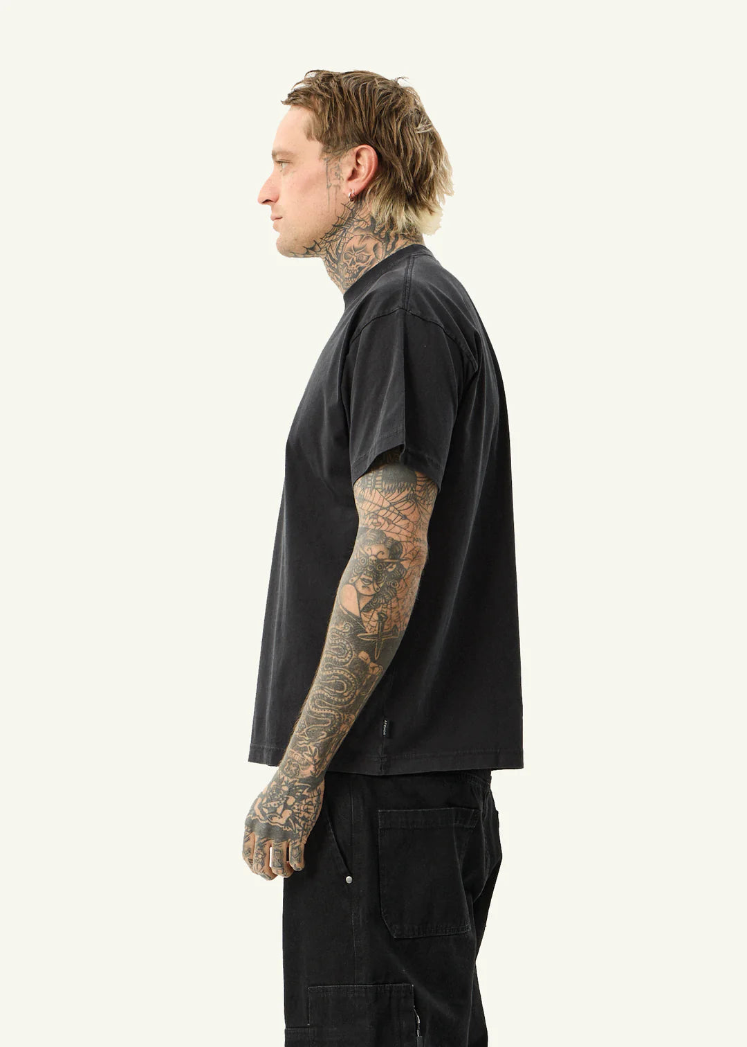 Afends Spinal Recycled Boxy Fit Tee - Stone Black