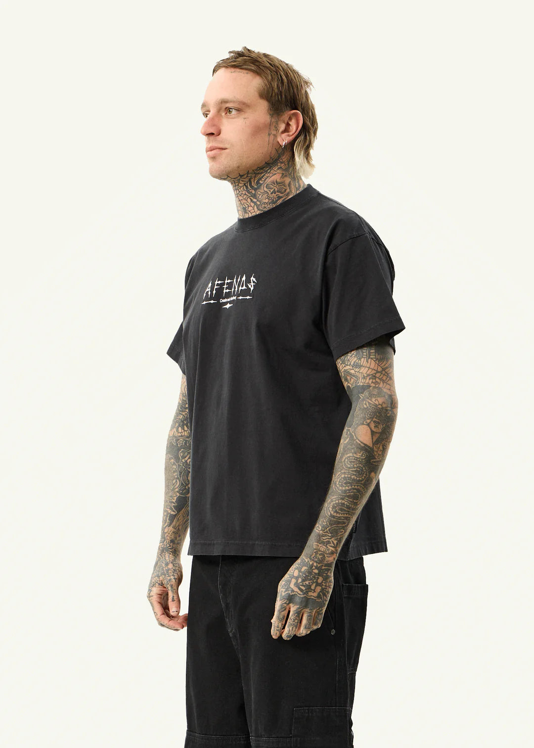 Afends Spinal Recycled Boxy Fit Tee - Stone Black