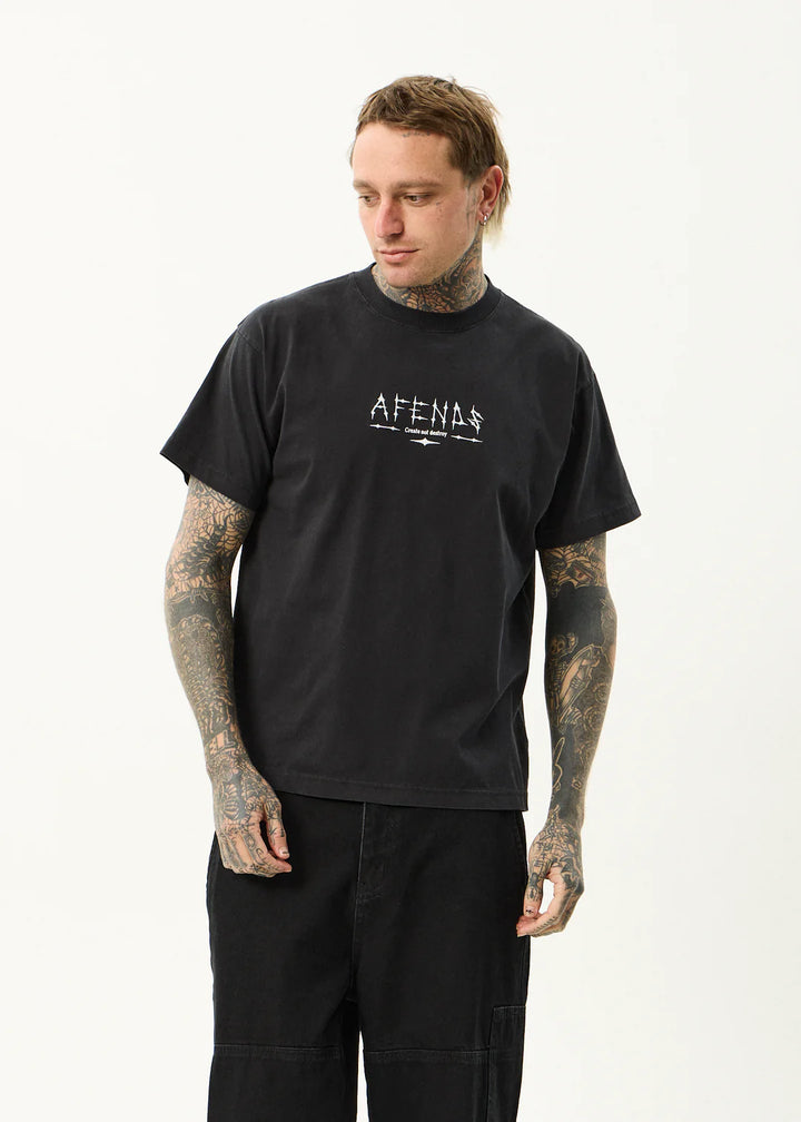 Afends Spinal Recycled Boxy Fit Tee - Stone Black