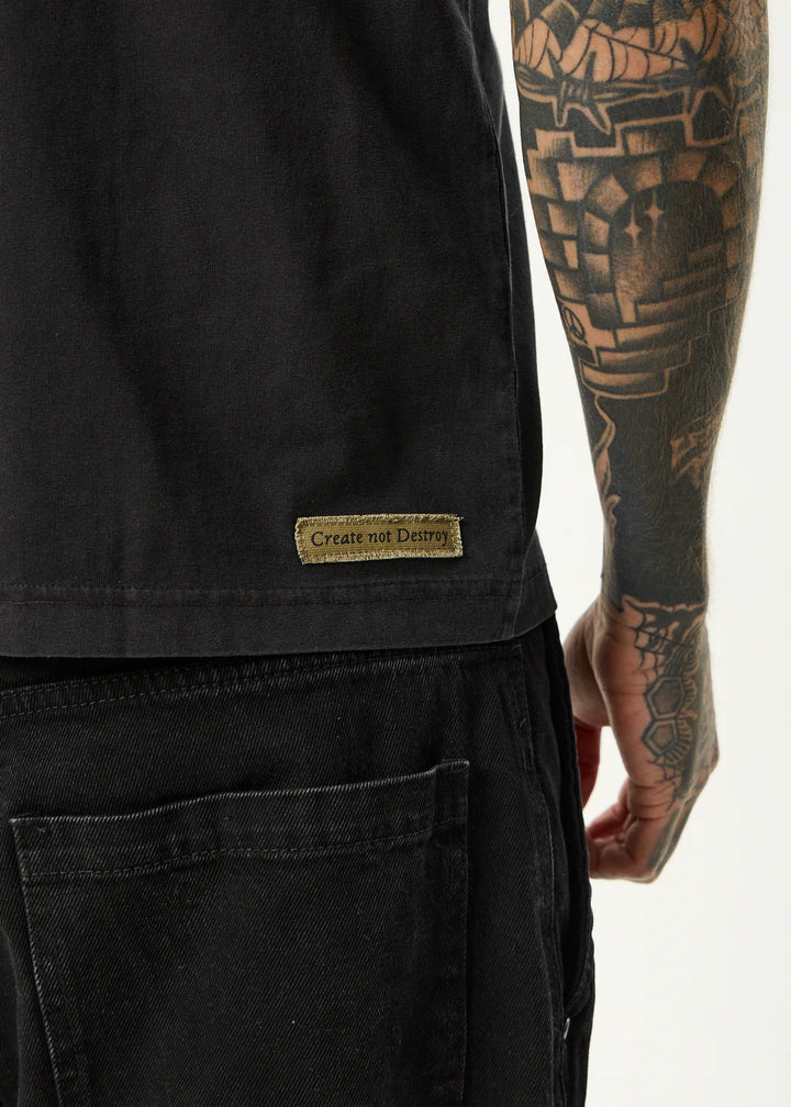 Afends Spinal Recycled Boxy Fit Tee - Stone Black