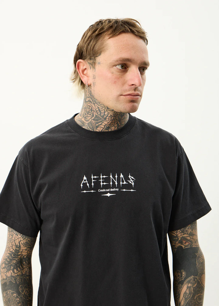 Afends Spinal Recycled Boxy Fit Tee - Stone Black