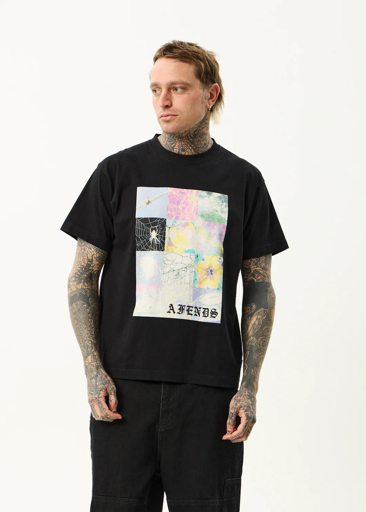Afends Sadworld Recycled Heavyweight Boxy Tee - Black