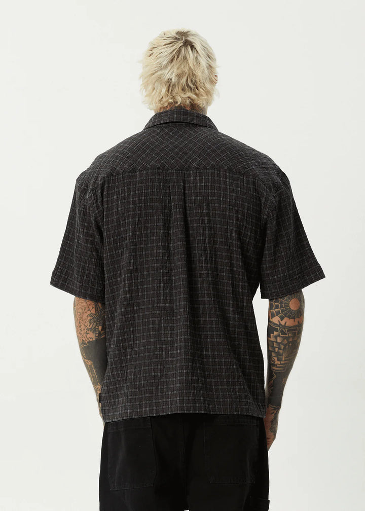 Afends Dusk Hemp Sheer Sucker Check Shirt - Black Check