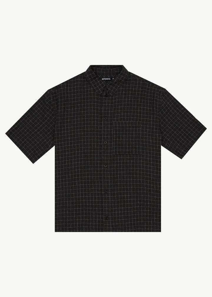 Afends Dusk Hemp Sheer Sucker Check Shirt - Black Check