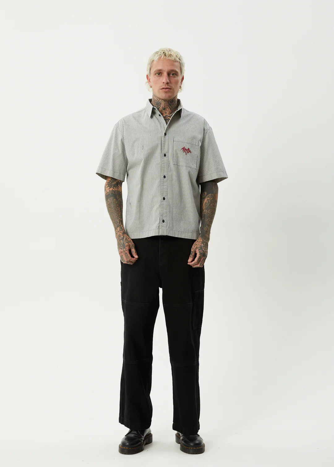 Afends Bats Organic Striped Short Sleeve Shirt - Fuel