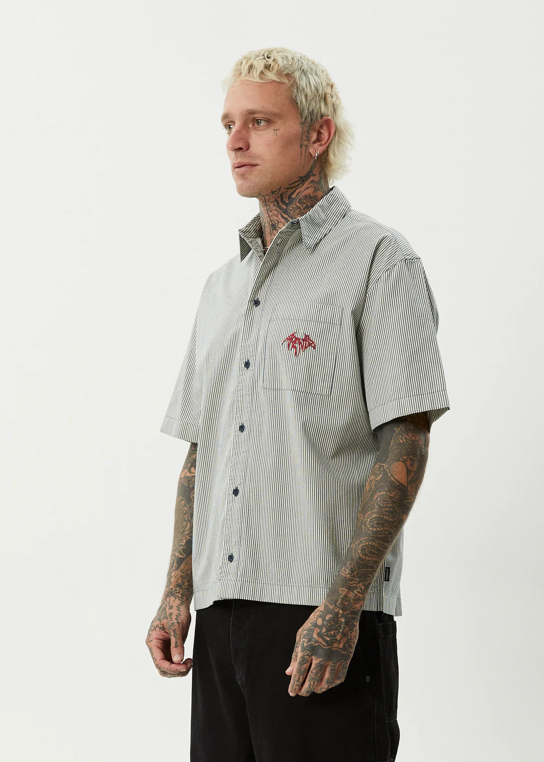Afends Bats Organic Striped Short Sleeve Shirt - Fuel