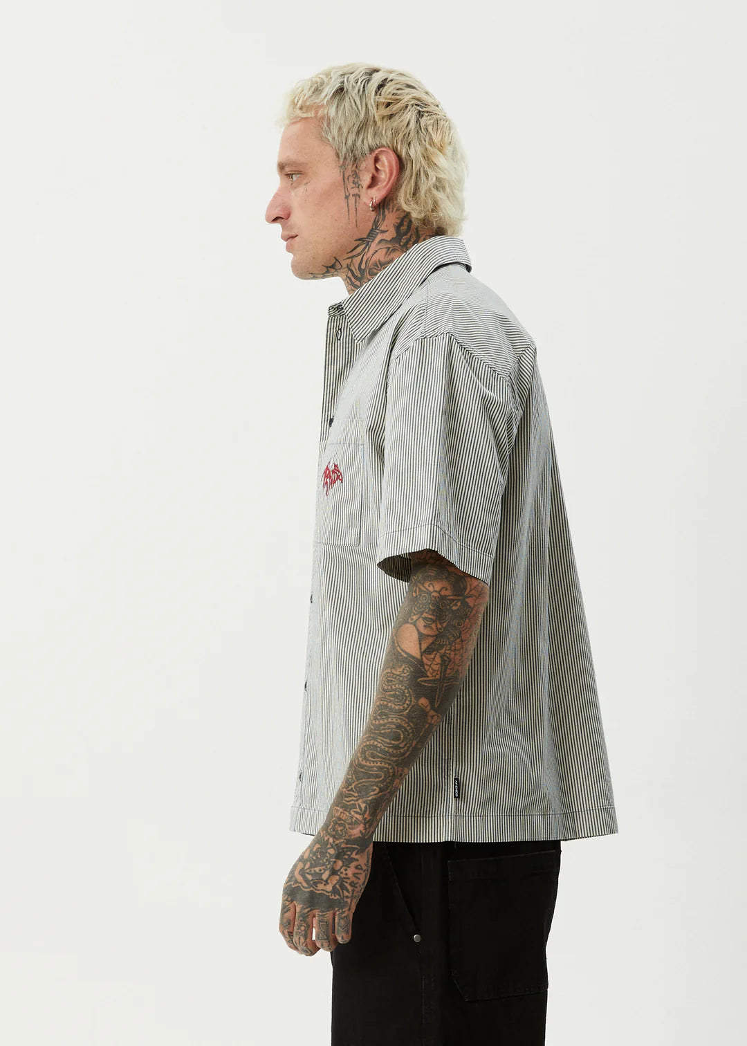 Afends Bats Organic Striped Short Sleeve Shirt - Fuel