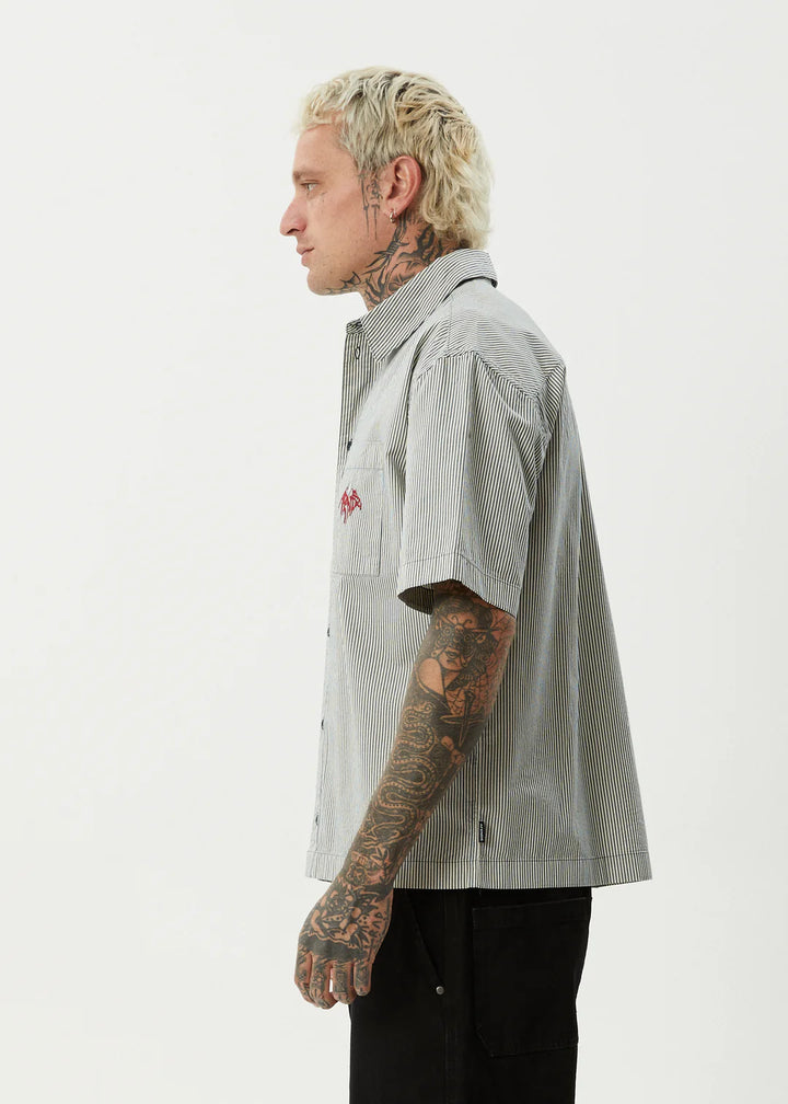 Afends Bats Organic Striped Short Sleeve Shirt - Fuel