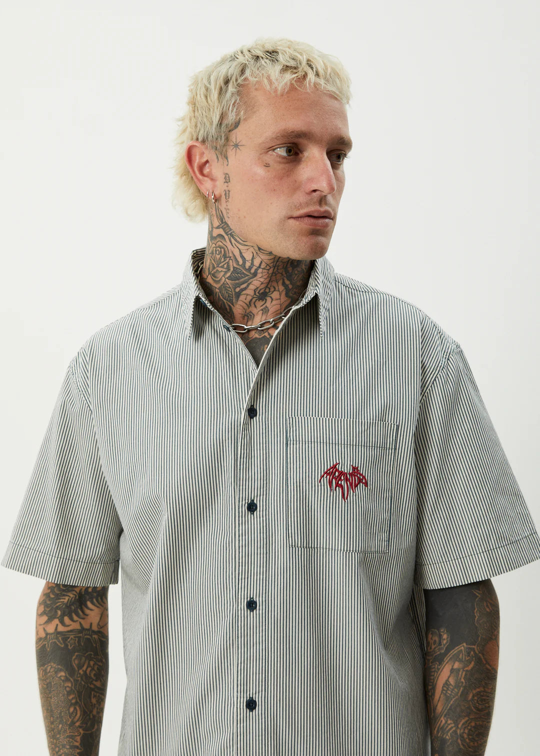 Afends Bats Organic Striped Short Sleeve Shirt - Fuel