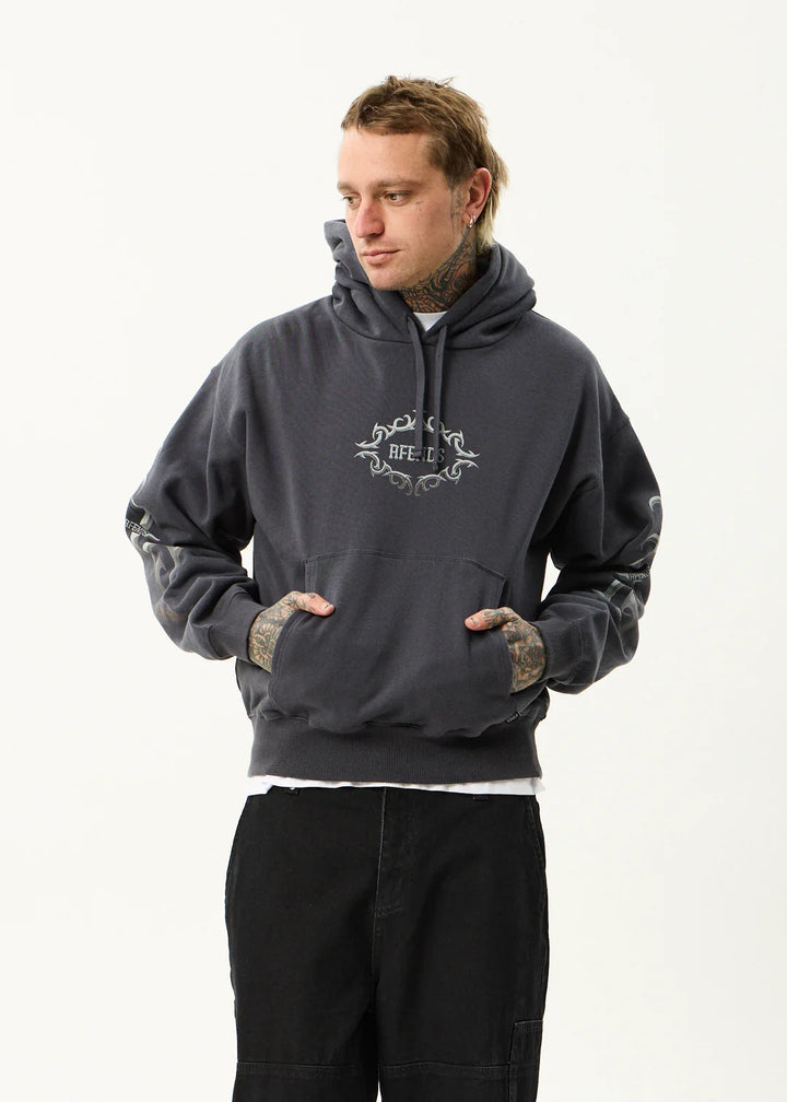 Afends My Tribe Recycled Bosy Pull On Hood - Charcoal