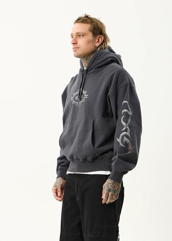 Afends My Tribe Recycled Bosy Pull On Hood - Charcoal