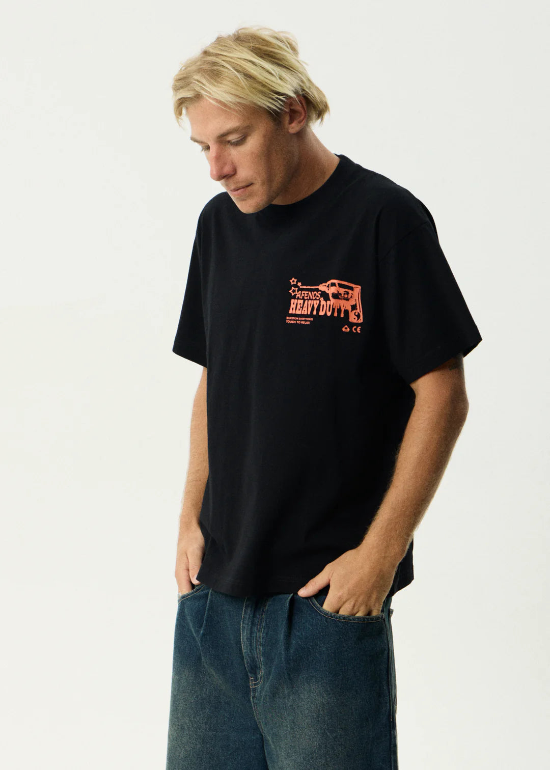 Afends Heavy Duty Heavyweight Boxy Tee-Black