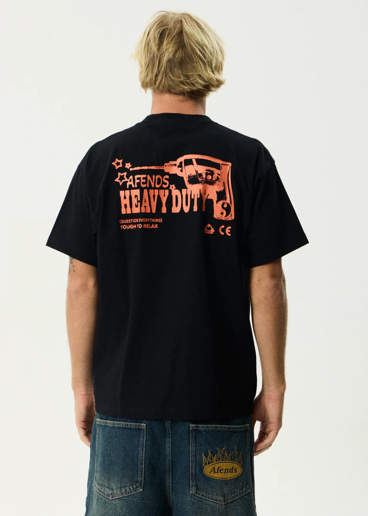 Afends Heavy Duty Heavyweight Boxy Tee-Black