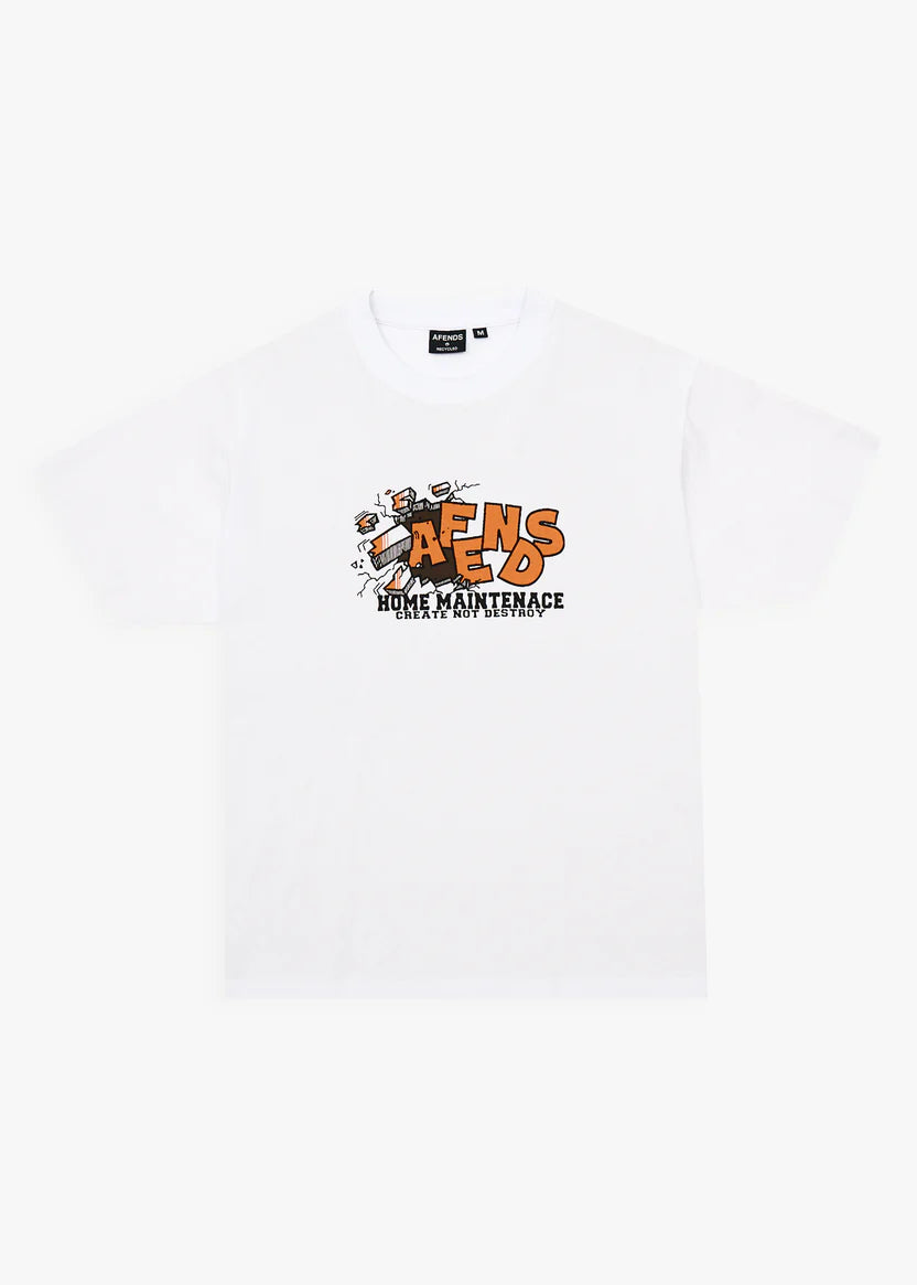Afends Maintenance Boxy Tee - White