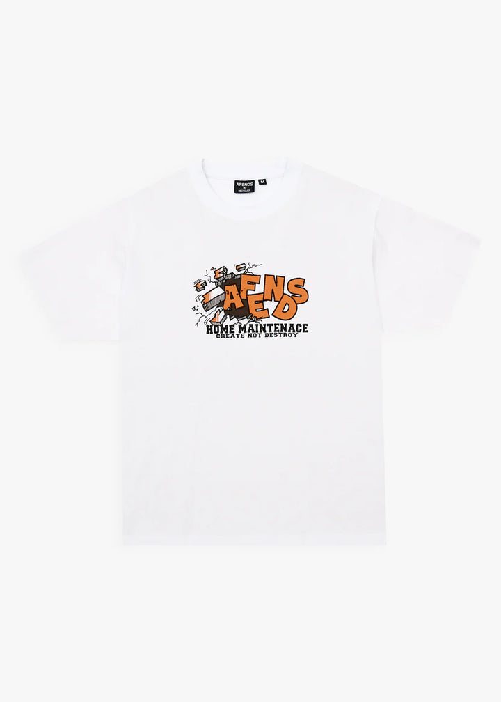 Afends Maintenance Boxy Tee - White