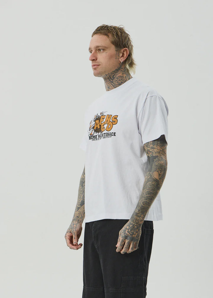 Afends Maintenance Boxy Tee - White