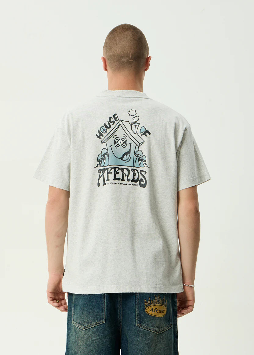 Afends House Heavyweight Boxy Tee - Grey Marle
