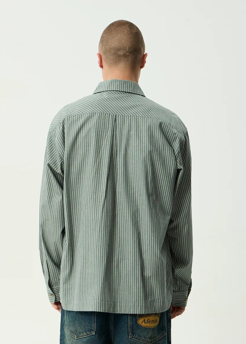 Afends Pinned Organic Striped Long Sleeve Shirt - Sycamore Stripe