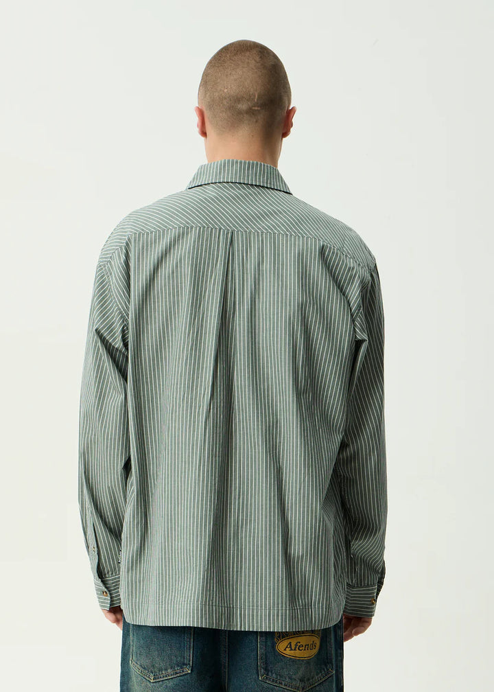 Afends Pinned Organic Striped Long Sleeve Shirt - Sycamore Stripe
