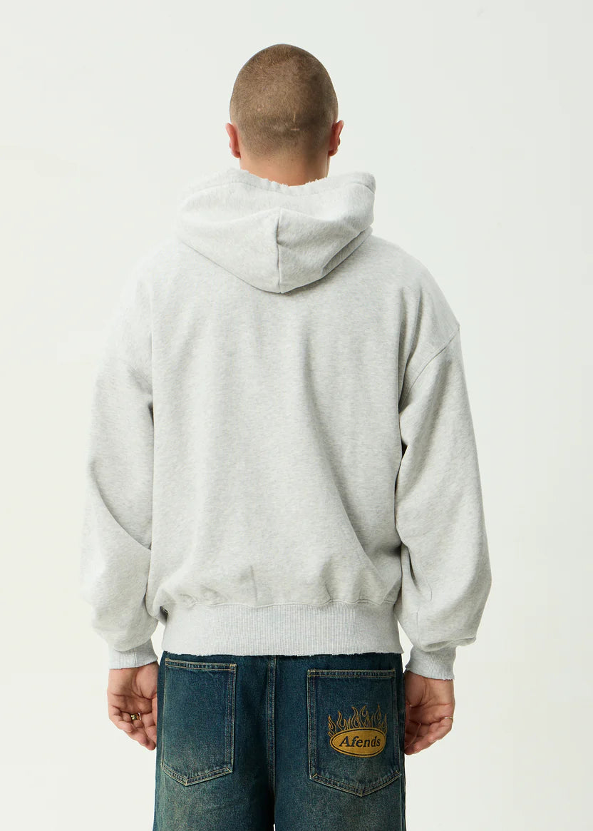 Afends Wonders Boxy Pull On Hood - Grey Marle