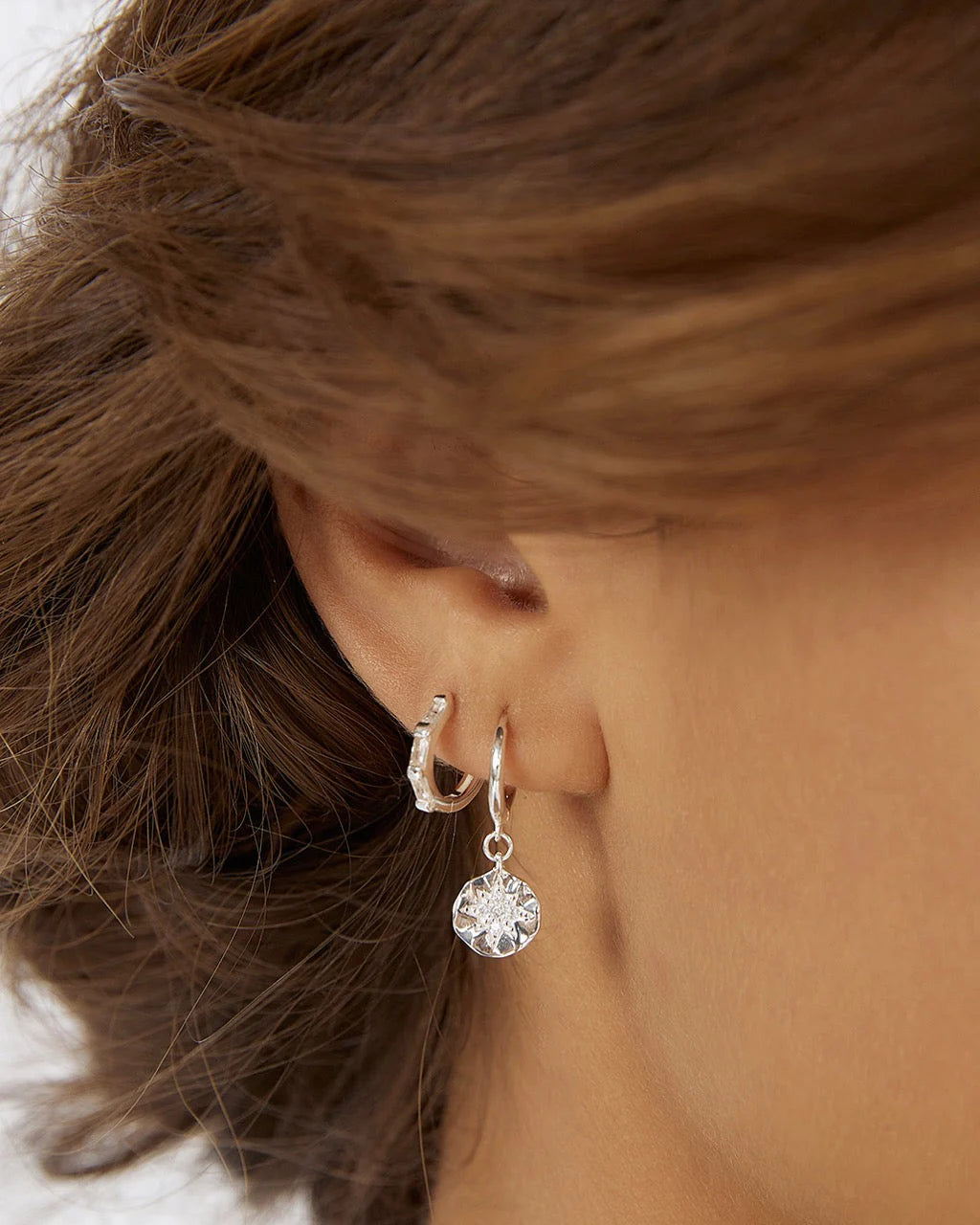 Arms Of Eve Estrella Silver & Zircon Hoop Huggies