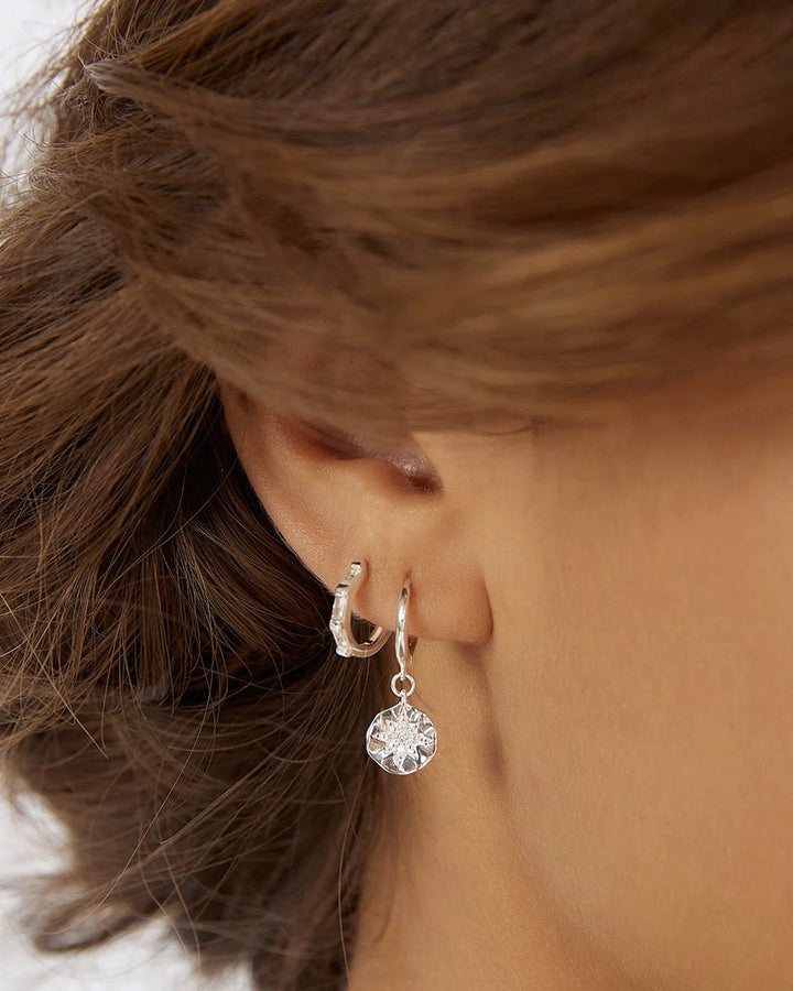 Arms Of Eve Estrella Silver & Zircon Hoop Huggies