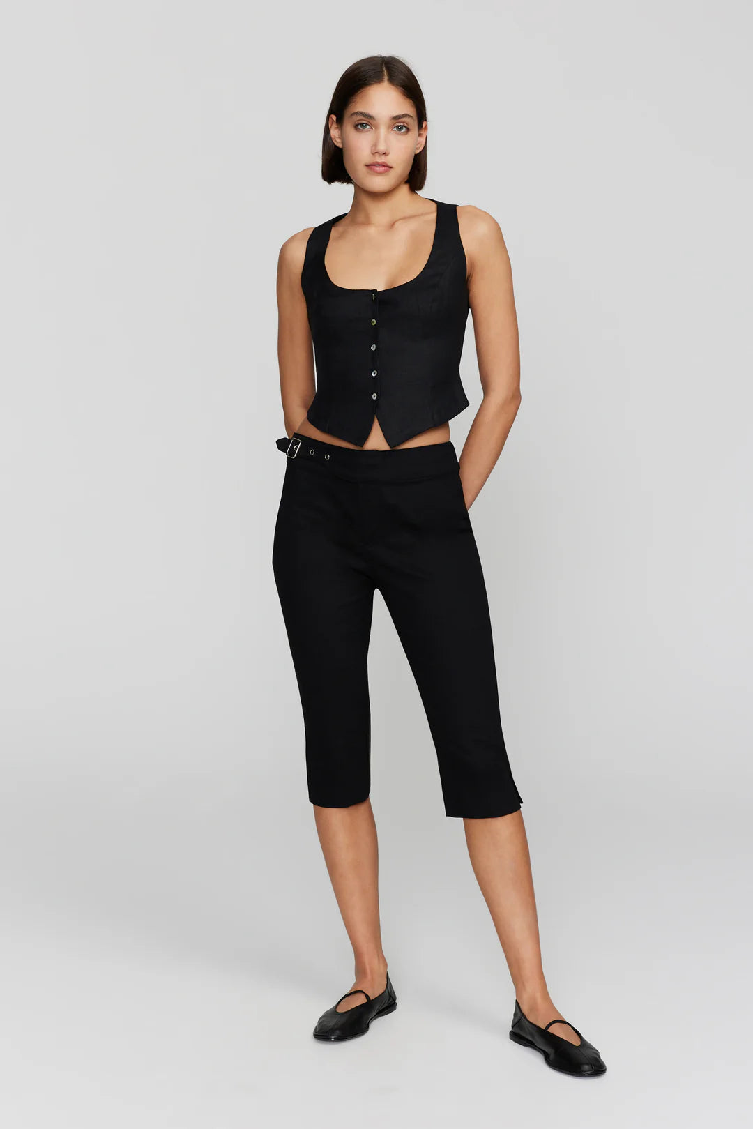 Ownley Melanie Linen Vest - Black