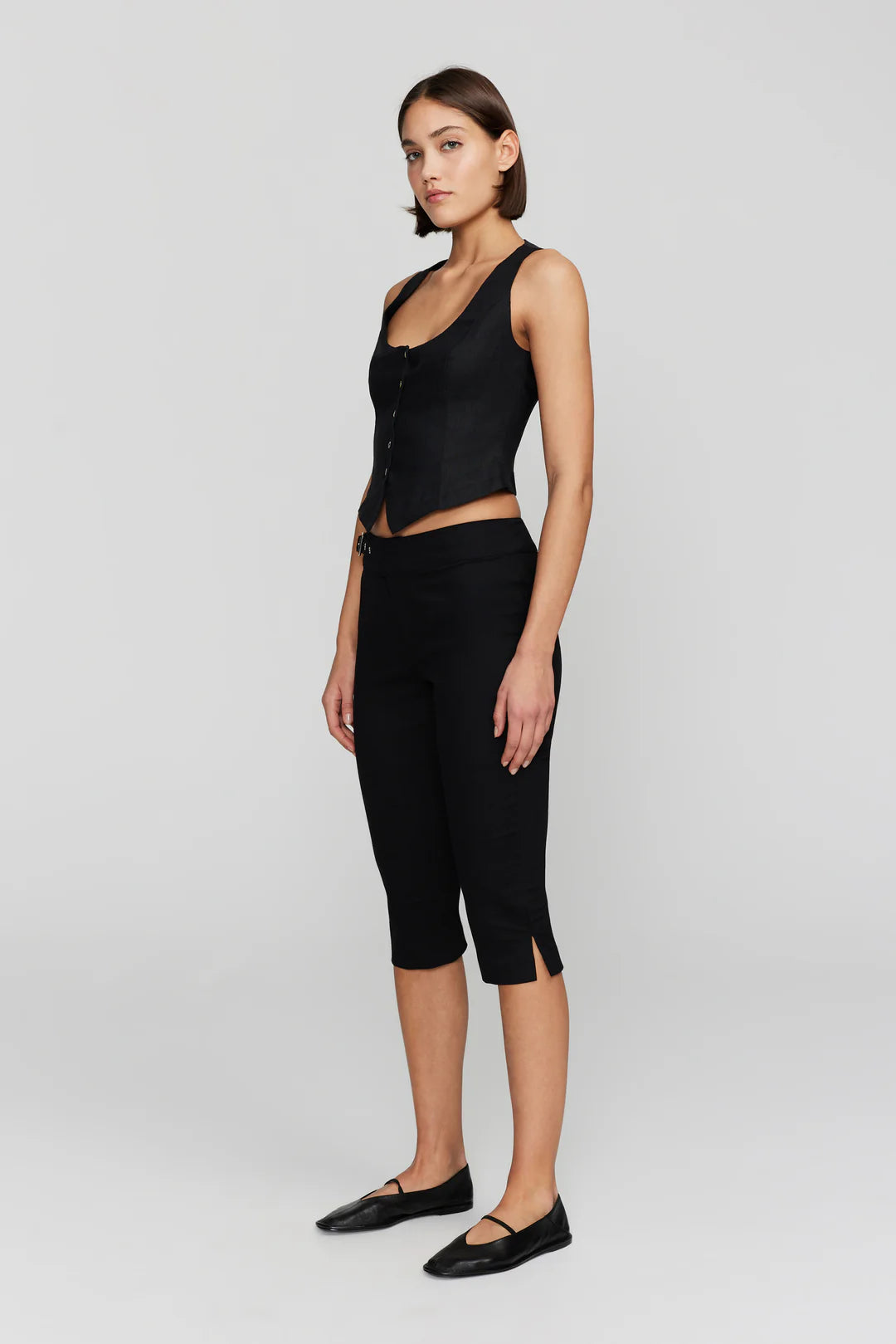 Ownley Melanie Linen Vest - Black