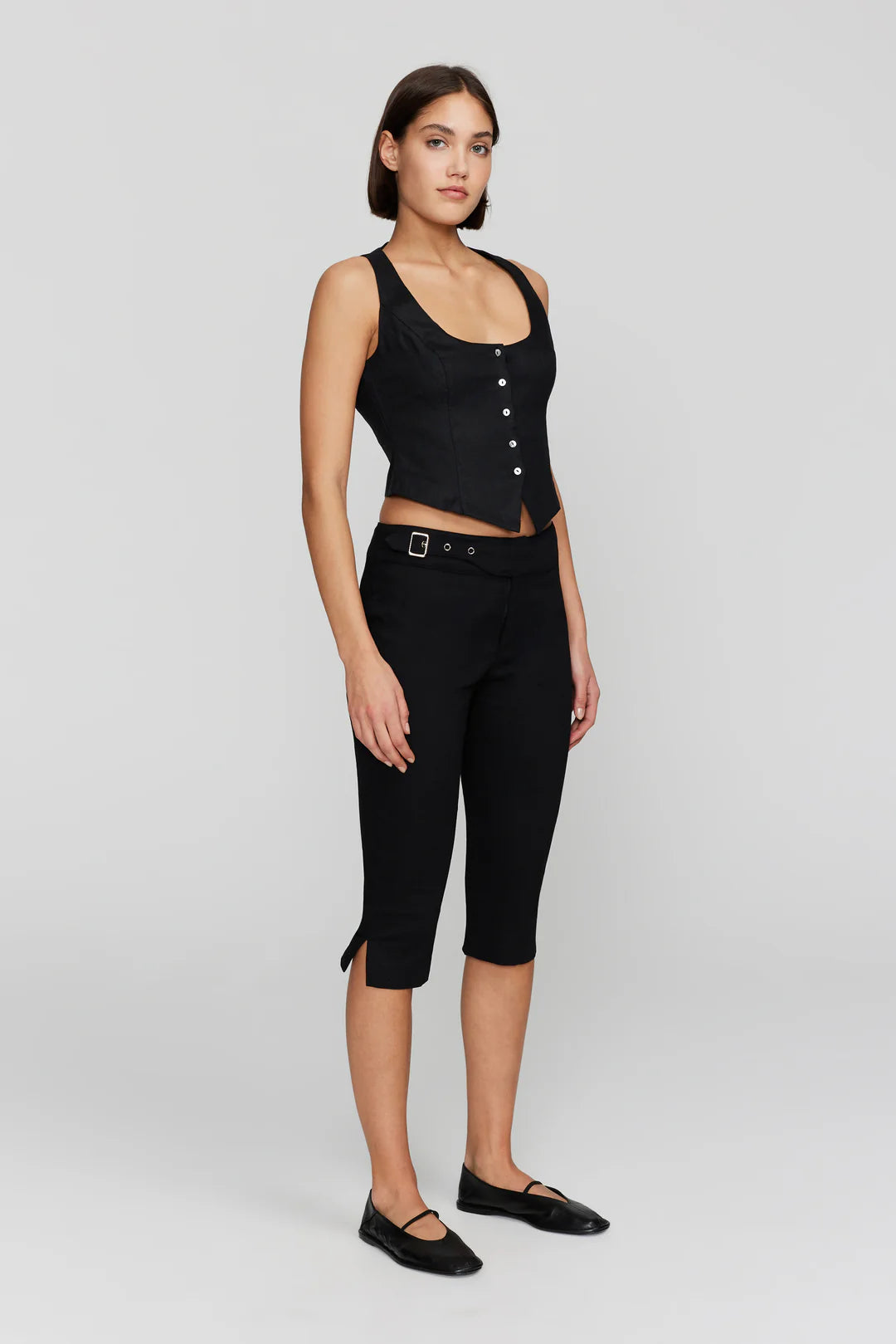 Ownley Melanie Linen Vest - Black