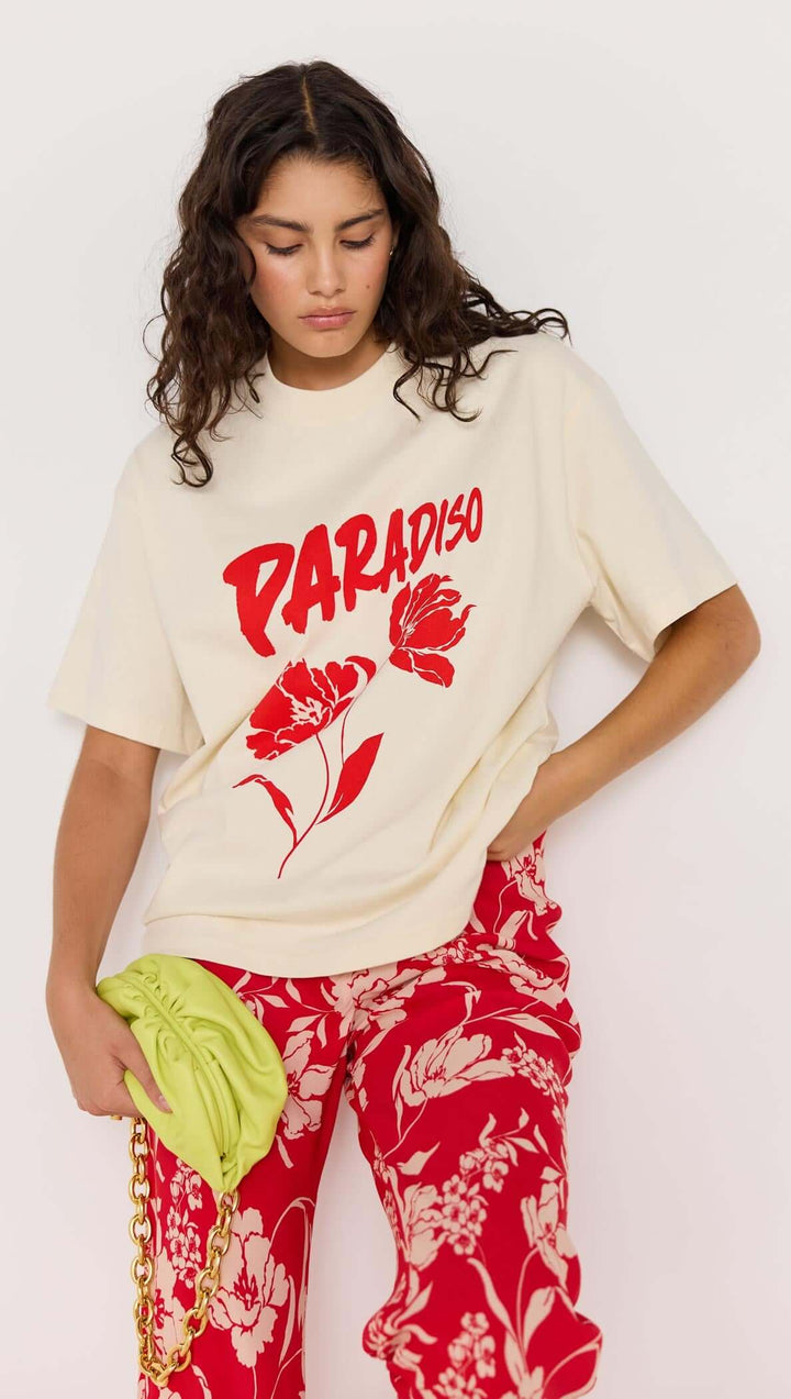 MinkPink Paradiso Oversize Tee - Cream