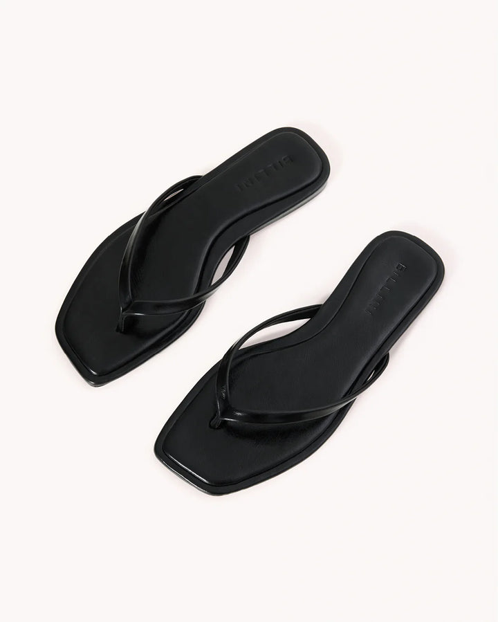 Billini Millicent Thong Slide-Black Shine