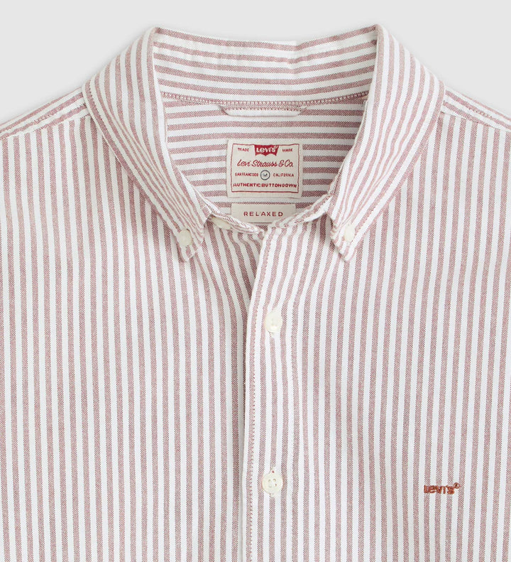 Levi's Authentic Button Down Shirt - Waylon Stripe Russet Brown