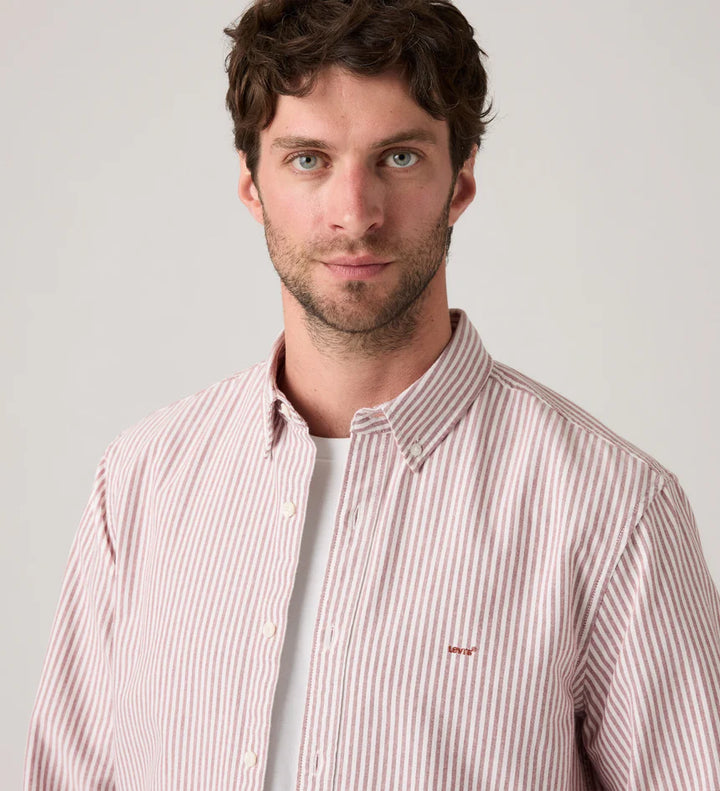 Levi's Authentic Button Down Shirt - Waylon Stripe Russet Brown