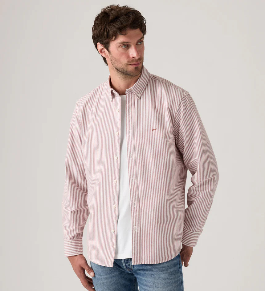 Levi's Authentic Button Down Shirt - Waylon Stripe Russet Brown