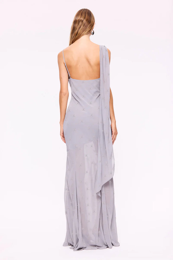 Suboo Marine Beaded Cowl Neck Gown - Slate