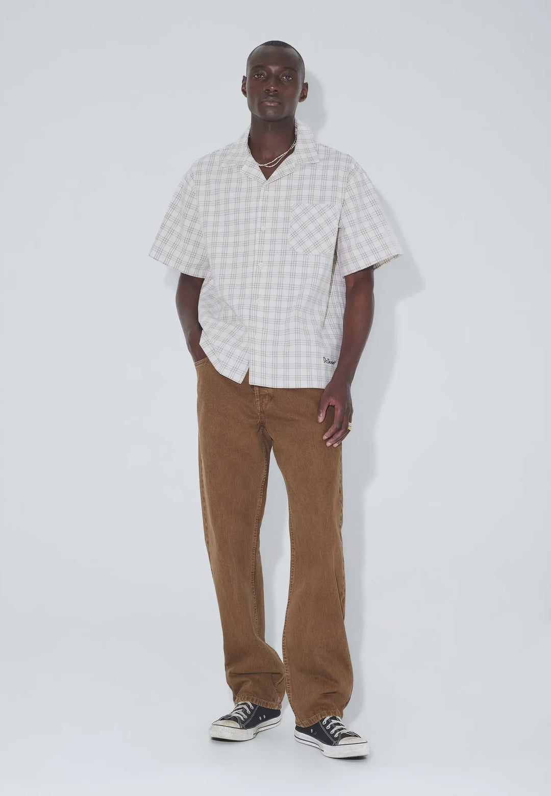Dr Denim Miles Shirt - Ecru Summer Check