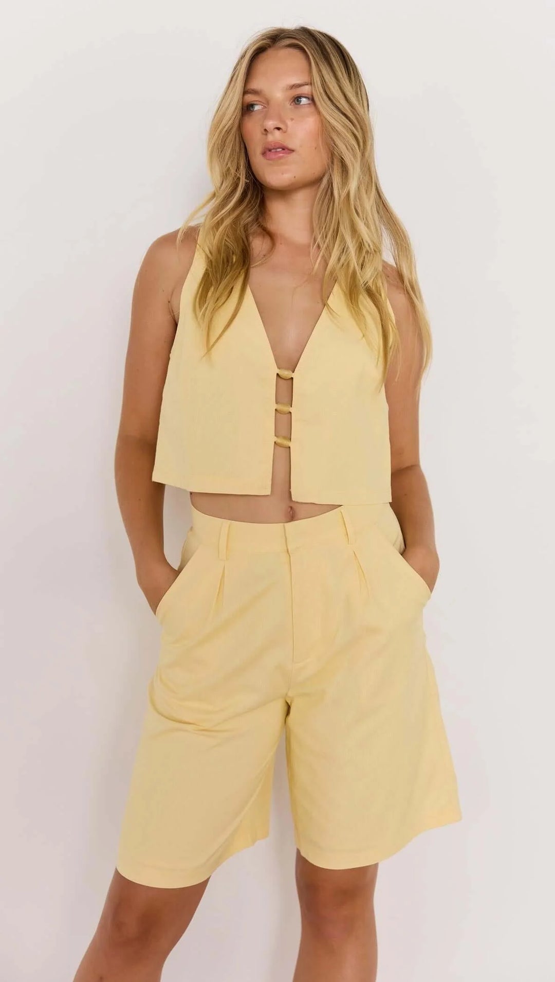 MinkPink Gigi Bead Front Top - Butter
