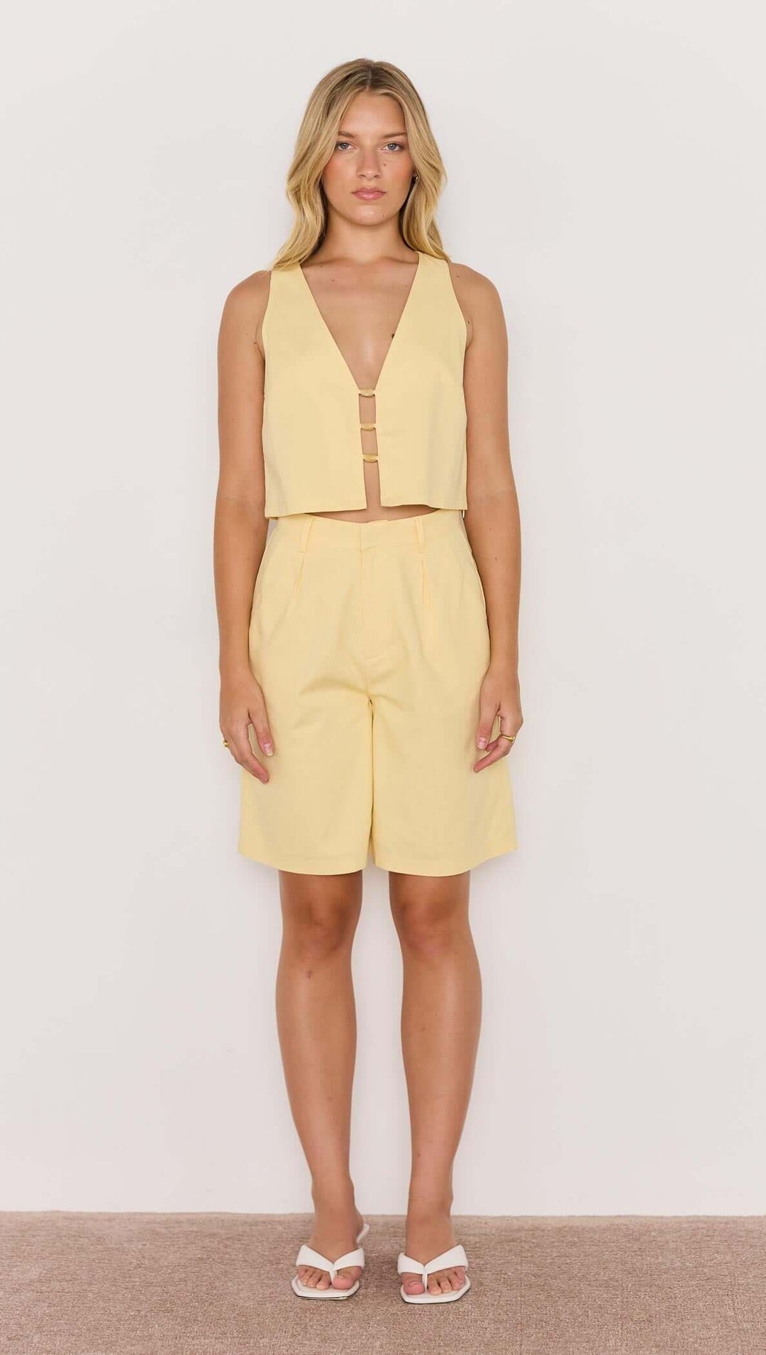 MinkPink Gigi Bead Front Top - Butter